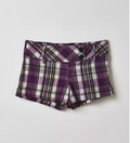 St. Paige Button Plaid Mini Shorts